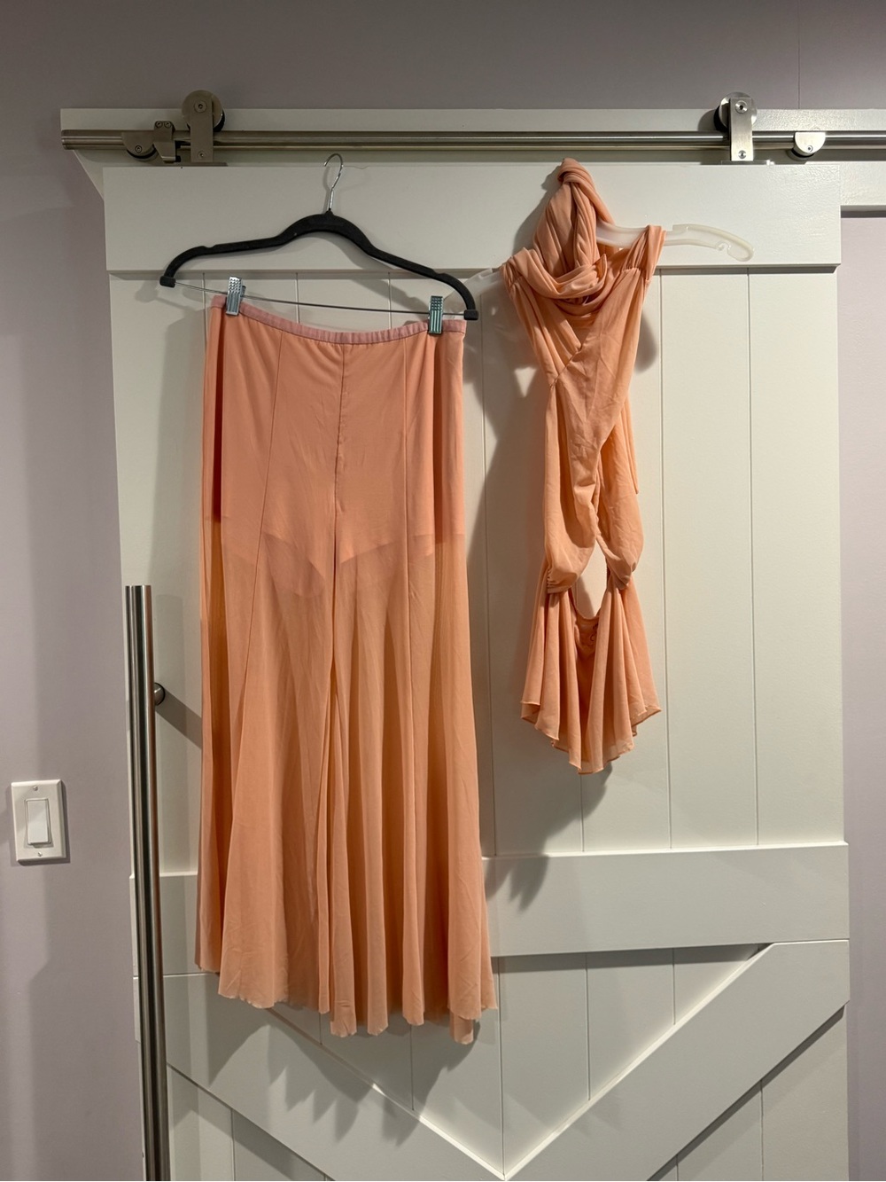 LPA Peach Chiffon Maxi Skirt